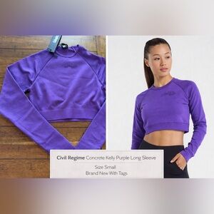 Civil Regime Concrete Kelly Purple Long Sleeve Crop Top Size Small NWT